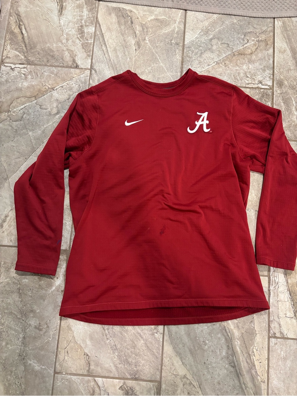 Nike Crimson Long-Sleeve Alabama Top with 'A' Logo